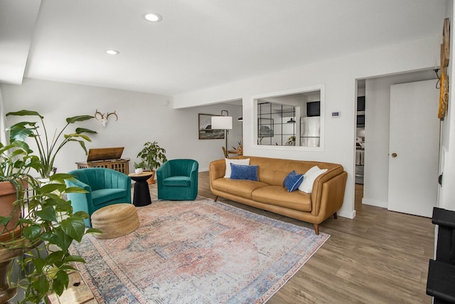 4721 Cedar Lake Rd S Unit 8, Saint Louis Park, MN 55416 - living room with wood finished floors, recessed lighting, and baseboards