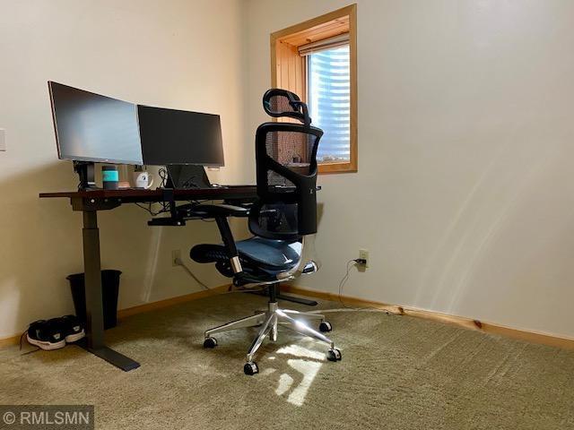 23110 Grandview Loop, Long Prairie Twp, MN 56347 - home office with carpet flooring and baseboards