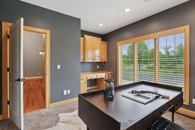 9885 Troy Ln N, Maple Grove, MN 55311 - office area with baseboards, carpet floors, and recessed lighting