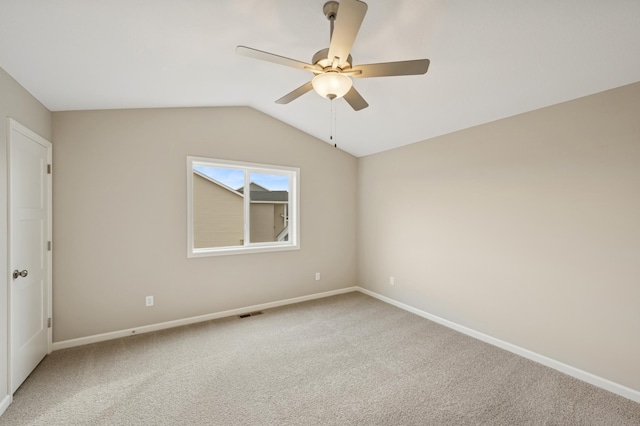 451 Mallard St NE, Hanover, MN 55341 - unfurnished room featuring ceiling fan, carpet, baseboards, and lofted ceiling
