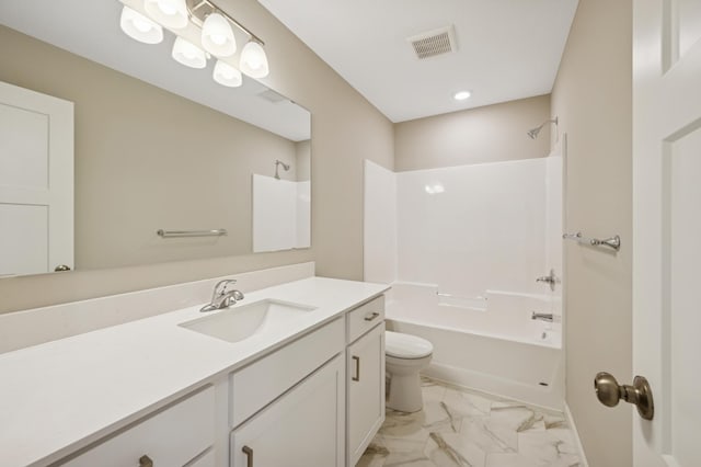 451 Mallard St NE, Hanover, MN 55341 - full bathroom with toilet, vanity, marble look tiles, and  shower combination