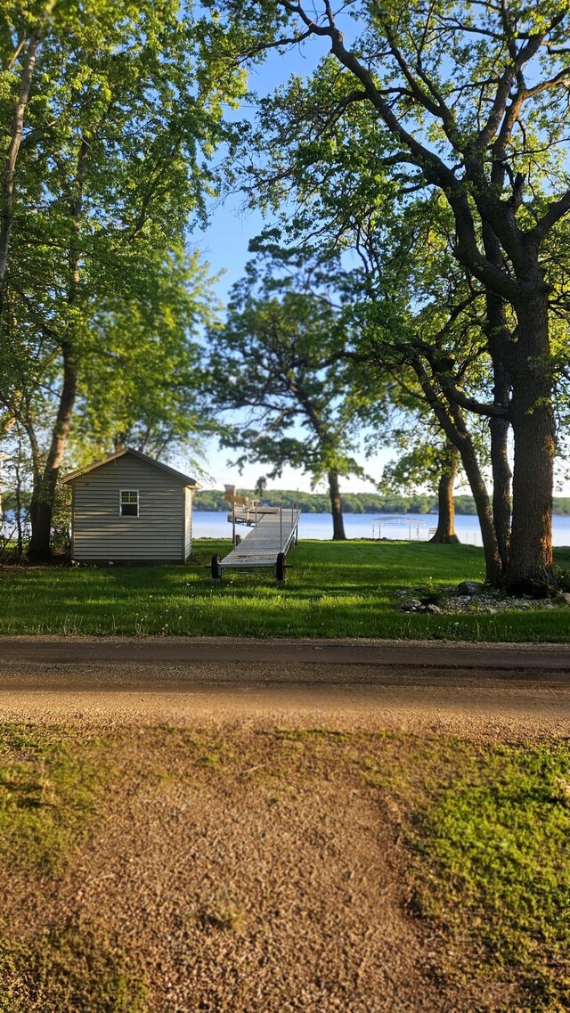 33798 Shady Oak Dr, Foster Twp, MN 56225 - view of yard with a water view and an outdoor structure