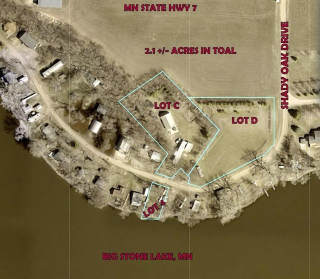 33798 Shady Oak Dr, Foster Twp, MN 56225 - aerial map of property and surrounding area with property parcel outlined