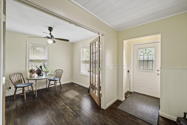 3364 85th Ave, Princeton, MN 55371 - entrance foyer with healthy amount of natural light, dark wood-style flooring, crown molding, and a ceiling fan