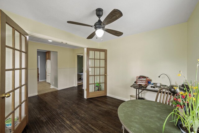 3364 85th Ave, Princeton, MN 55371 - sitting room with french doors, wood-type flooring, baseboards, and a ceiling fan