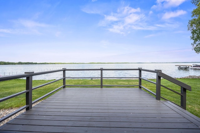 67854 217th St, Darwin, MN 55324 - wooden terrace featuring a water view and a lawn