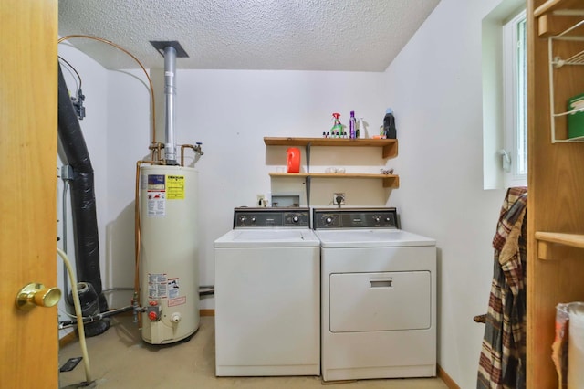 18917 Hartley Lake Rd, Brainerd, MN 56401 - laundry room with gas water heater, separate washer and dryer, and a textured ceiling