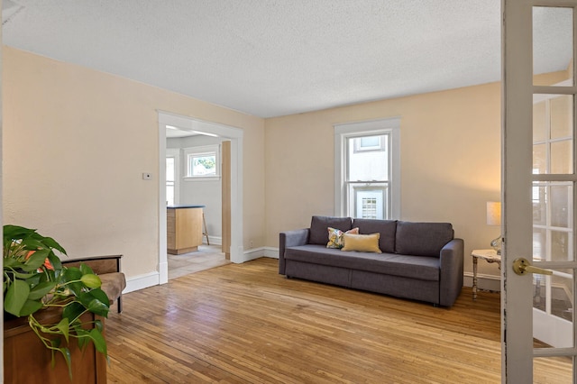3545 Minnehaha Ave, Minneapolis, MN 55406 - living area with light wood-type flooring, baseboards, and a textured ceiling