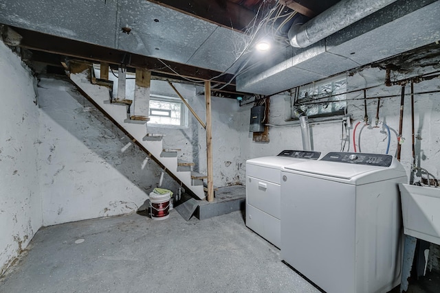 1066 Reaney Ave, Saint Paul, MN 55106 - basement with separate washer and dryer and stairs