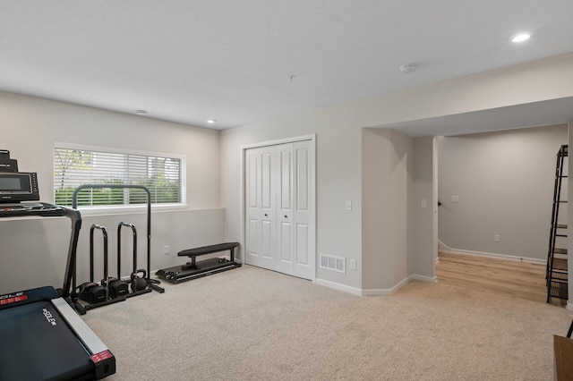 7602 Connie Ln, Inver Grove Heights, MN 55076 - workout room with carpet floors, recessed lighting, and baseboards