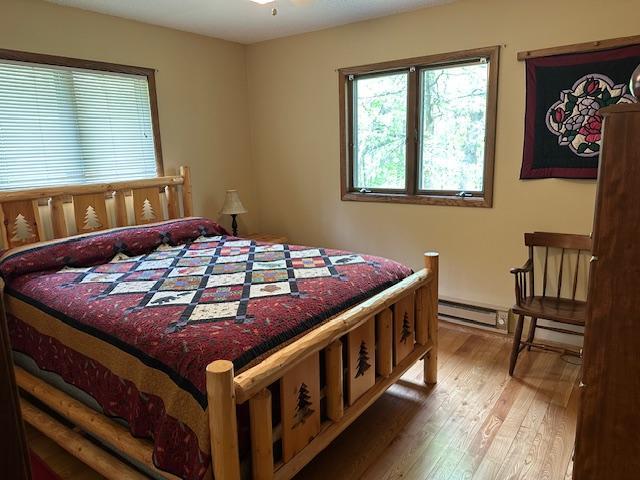 26722 Eisenmen Dr, Leonard, MN 56652 - bedroom featuring baseboard heating and light wood finished floors