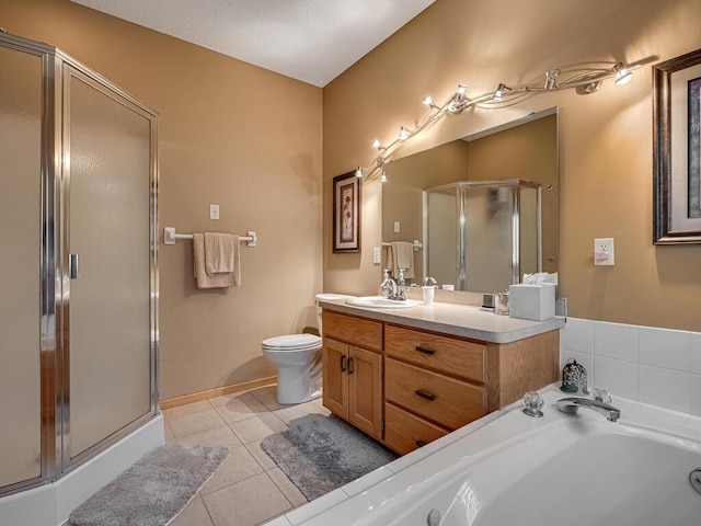 9368 188th Ave NW, Nowthen, MN 55330 - full bathroom with a stall shower, vanity, tile patterned floors, and a garden tub
