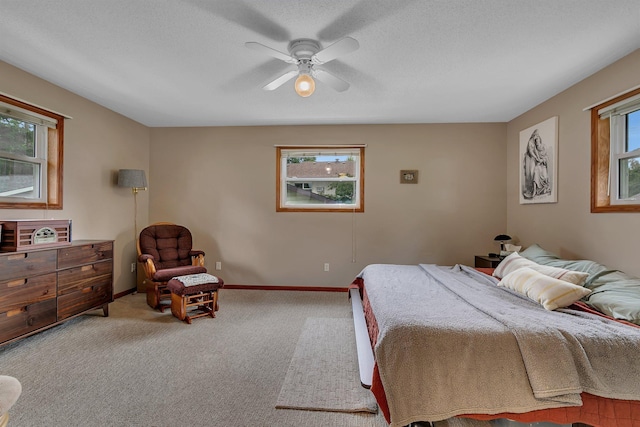 215 Main St E, Freeport, MN 56331 - carpeted bedroom with a ceiling fan, baseboards, and a textured ceiling