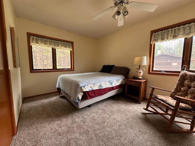 6563 Sandy Ln, Biwabik Twp, MN 55741 - bedroom with carpet, a ceiling fan, and baseboards
