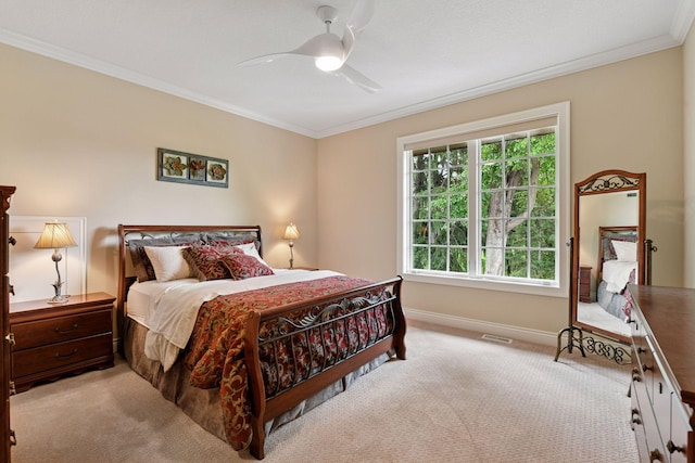 1910 Shoreline Dr, Orono, MN 55391 - bedroom with carpet floors, ornamental molding, and ceiling fan