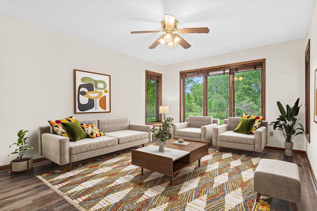 1263 Silverthorn Dr, Shoreview, MN 55126 - living room with wood finished floors, ceiling fan, and baseboards