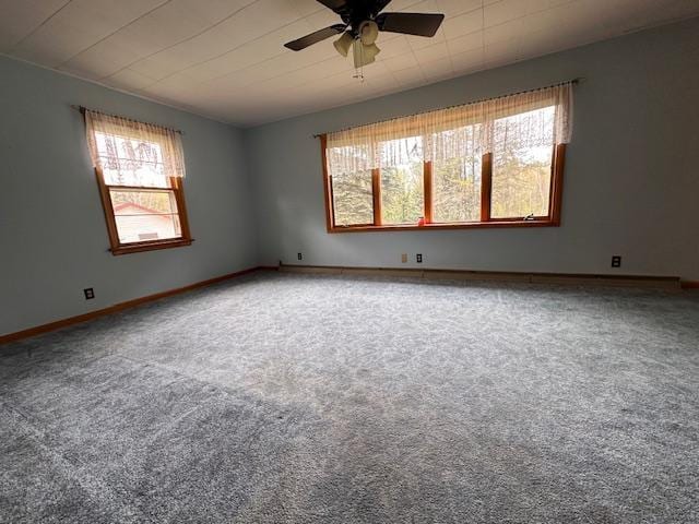 5960 Evergreen Rd, Biwabik Twp, MN 55705 - carpeted spare room featuring healthy amount of natural light, ceiling fan, and baseboards