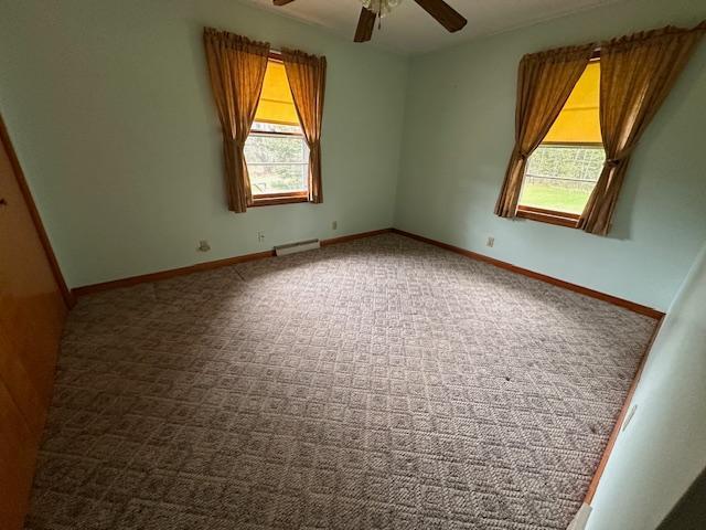 5960 Evergreen Rd, Biwabik Twp, MN 55705 - carpeted empty room featuring ceiling fan, plenty of natural light, and baseboards