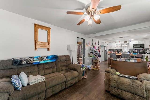 820 6th St, Montevideo, MN 56265 - living area with dark wood-style flooring and a ceiling fan