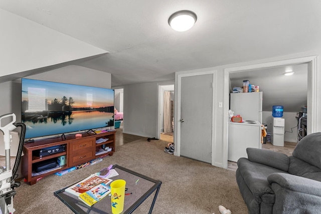 820 6th St, Montevideo, MN 56265 - living area with carpet flooring and washer / clothes dryer