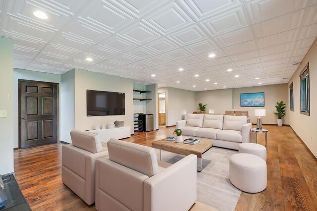 15285 Quinn St NW, Andover, MN 55304 - living room with recessed lighting, light wood-type flooring, and an ornate ceiling