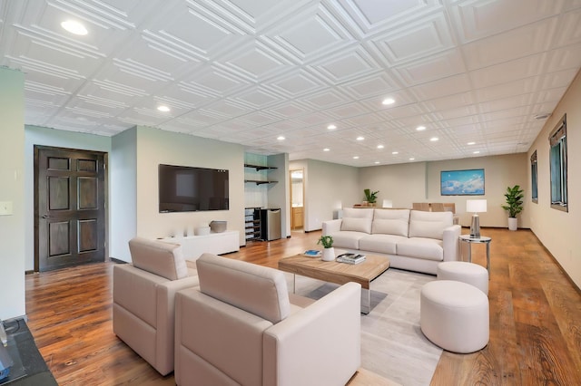 15285 Quinn St NW, Andover, MN 55304 - living area featuring recessed lighting, light wood-type flooring, and an ornate ceiling