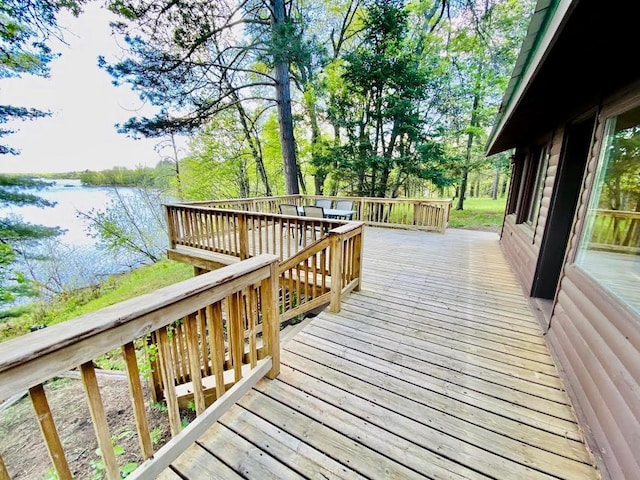 6974 Bankers Dr, Minong, WI 54859 - wooden terrace with a water view