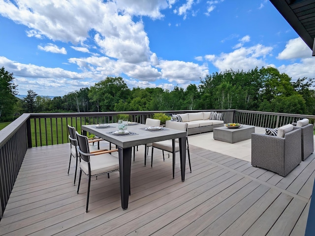 26884 709th St, Lake City, MN 55041 - wooden deck with an outdoor living space and outdoor dining space