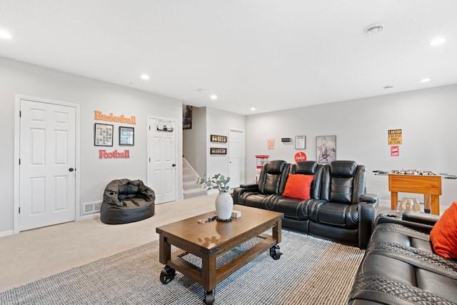 6980 Archer Trl, Inver Grove Heights, MN 55077 - carpeted living area featuring recessed lighting and stairs