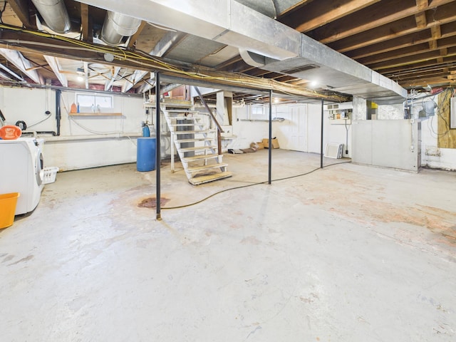302 2nd St S, Melrose, MN 56352 - basement with stairs and washer and dryer