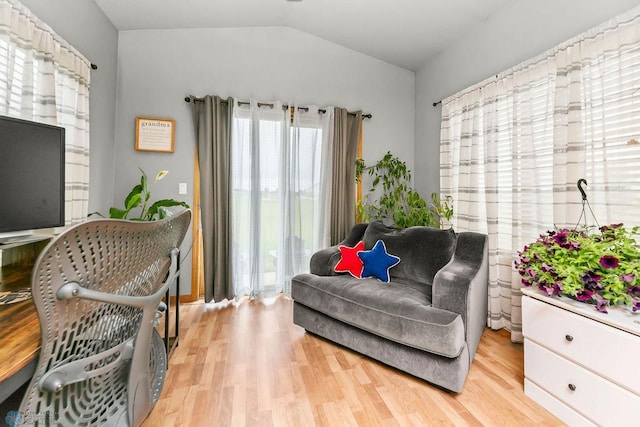 4465 53rd St S, Fargo, ND 58104 - living room with vaulted ceiling and light wood-style floors
