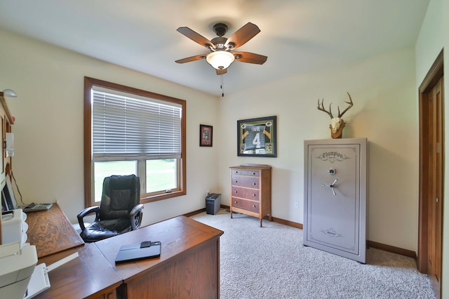 23369 330th St, Sebeka, MN 56477 - office area with ceiling fan, carpet floors, and baseboards