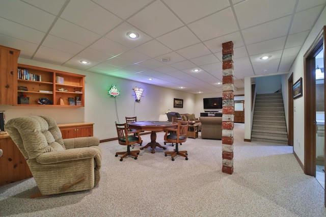 23369 330th St, Sebeka, MN 56477 - office space featuring carpet floors, a drop ceiling, baseboards, and recessed lighting
