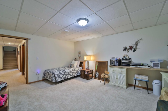 23369 330th St, Sebeka, MN 56477 - bedroom with carpet flooring, a drop ceiling, and baseboards