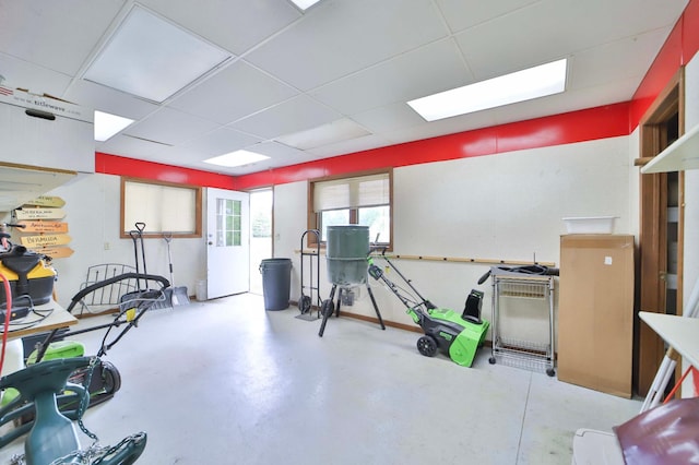 23369 330th St, Sebeka, MN 56477 - interior space featuring concrete flooring and a drop ceiling