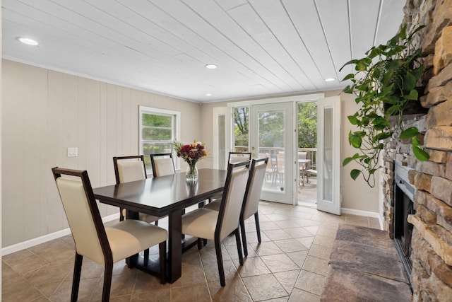 3732 Jersey Ave N, Crystal, MN 55427 - dining area featuring a fireplace and recessed lighting