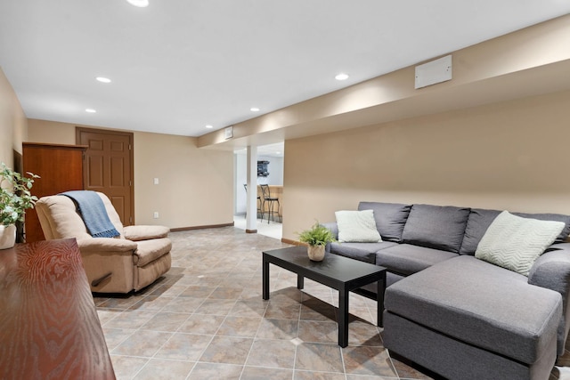3732 Jersey Ave N, Crystal, MN 55427 - living room featuring recessed lighting and light tile patterned floors