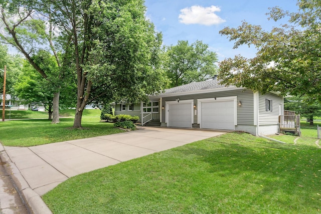3732 Jersey Ave N, Crystal, MN 55427 - view of front facade featuring a front lawn, concrete driveway, an attached garage, and a shingled roof