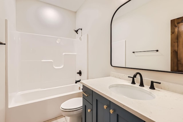 18022 Urbank St NE, Ham Lake, MN 55304 - bathroom with toilet, vanity, bathtub / shower combination, and tile patterned floors
