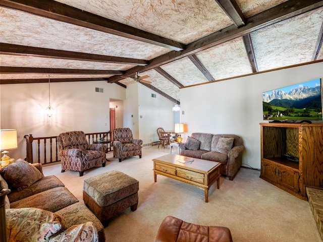 8048 Lake Ida Way NW, Alexandria, MN 56308 - living area featuring carpet, a ceiling fan, and a chandelier