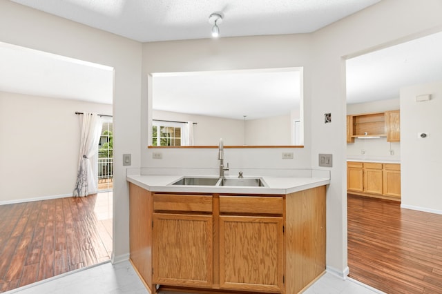 7719 Nicholas Way, Chanhassen, MN 55317 - kitchen with a sink, light countertops, light wood-style flooring, and baseboards