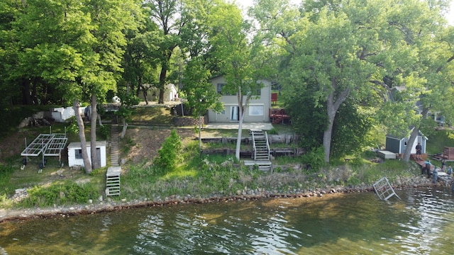 23759 Clarissa Haven Dr, Girard Twp, MN 56551 - dock area with stairway and a water view