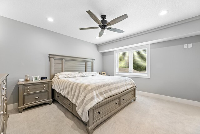 1600 Buffalo Cv, Buffalo, MN 55313 - bedroom featuring light carpet, baseboards, recessed lighting, and ceiling fan
