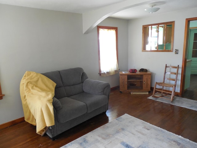 1156 River Rd, Windom, MN 56101 - living area featuring arched walkways and wood finished floors