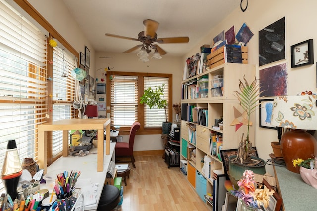 1808 Taylor St NE, Minneapolis, MN 55418 - office area with ceiling fan and light wood-style flooring