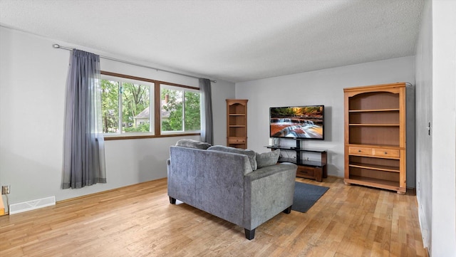 1504 89th Ave N, Brooklyn Park, MN 55444 - living room featuring light wood-type flooring and a textured ceiling