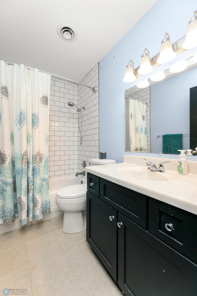 309 12 1/2 Ave E, West Fargo, ND 58078 - full bathroom featuring vanity, toilet, tile patterned flooring, and shower / tub combo with curtain