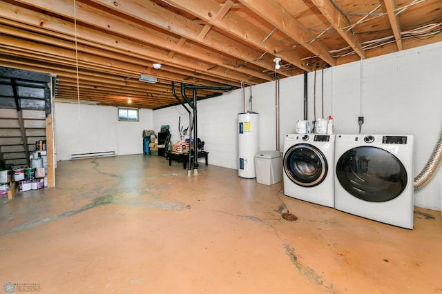 309 12 1/2 Ave E, West Fargo, ND 58078 - below grade area featuring electric water heater, washer and dryer, and baseboard heating