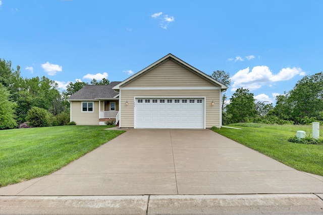 1426 Woodland Way, Lake City, MN 55041 - ranch-style house featuring a front yard, a garage, and covered porch