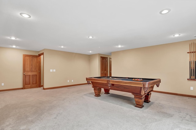 1426 Woodland Way, Lake City, MN 55041 - playroom featuring light carpet, baseboards, billiards table, and recessed lighting